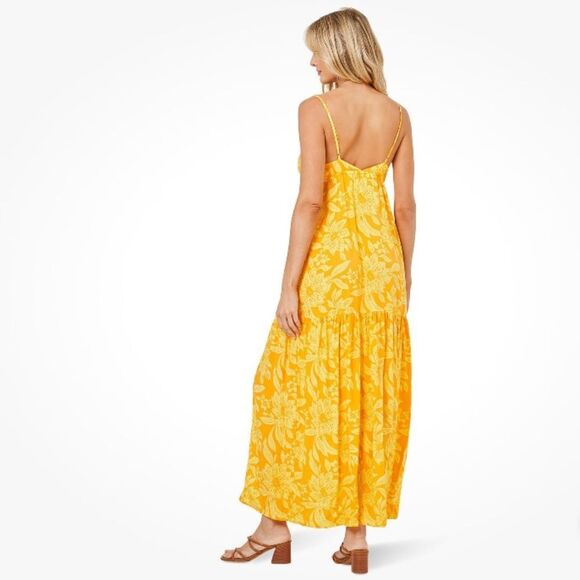 L Space Jenevieve Yellow Floral Maxi Dress Boho Tropical Hawaiian Beach Dress - Picture 2 of 15